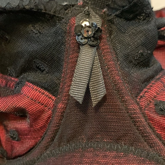 Parfait Red Black Lace Trim Bra Women Underwire Bra 32H - Picture 10 of 10